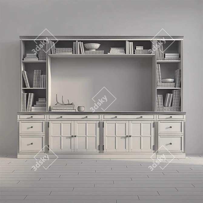 Elegant Livingston Media Suite: Gray Wash 3D model image 3