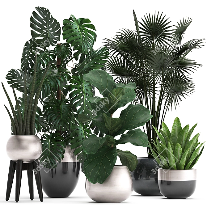 Exotic Plant Collection in Luxury Vase 3D model image 1