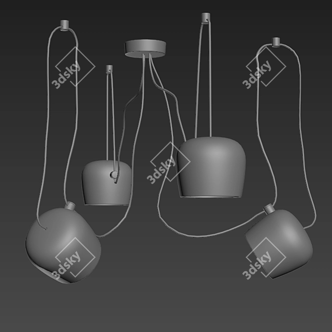 Modern 4-Point Pendant Lamp 3D model image 2