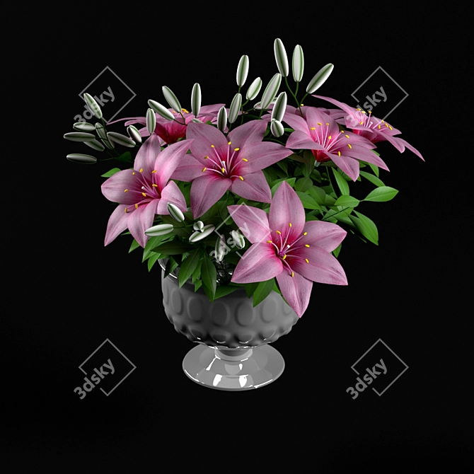 Elegant Pink Lilium Blossom 3D model image 1