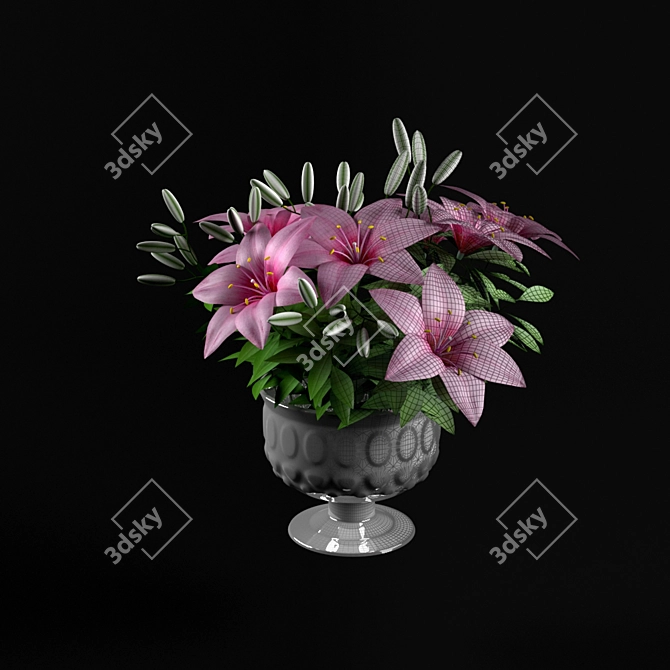 Elegant Pink Lilium Blossom 3D model image 3