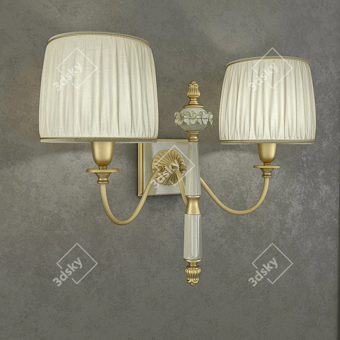 Elegant Double-Light Wall Fixture 3D model image 2