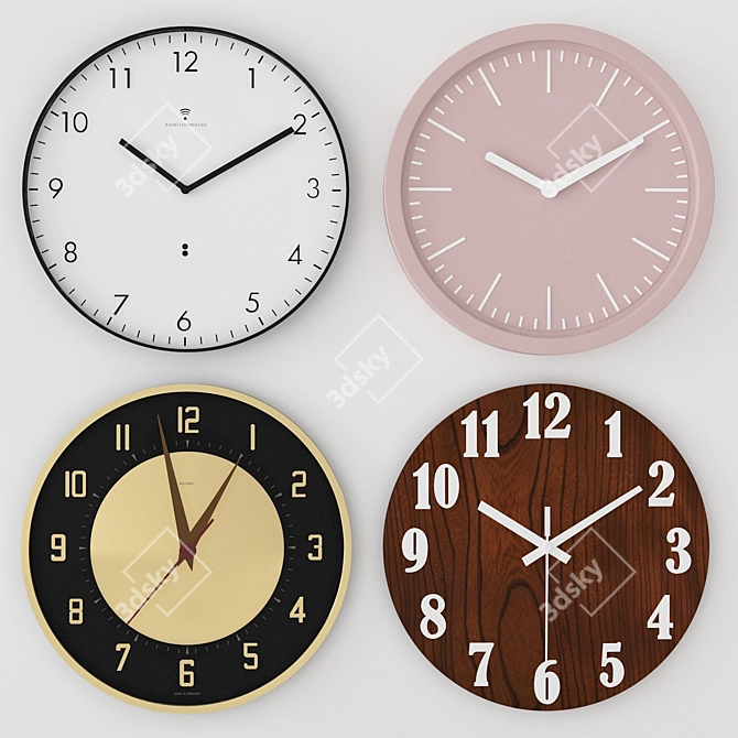 Modern Radio Wall Clock 3D model image 1