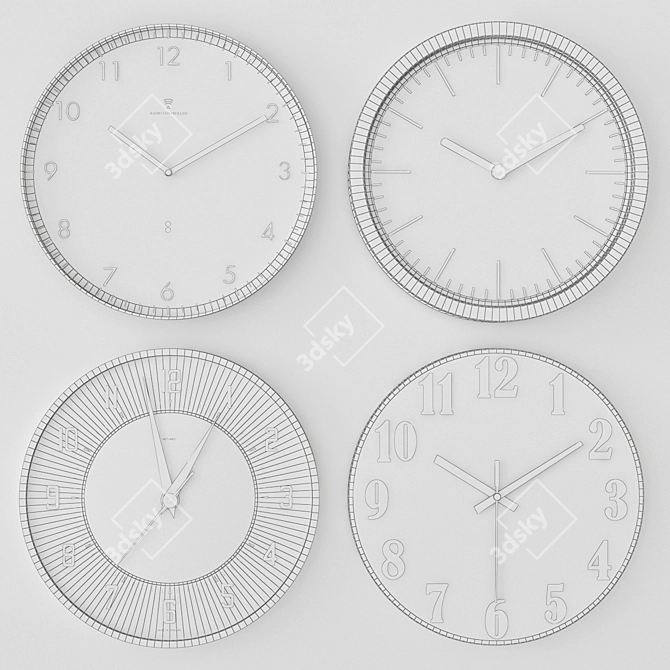 Modern Radio Wall Clock 3D model image 2