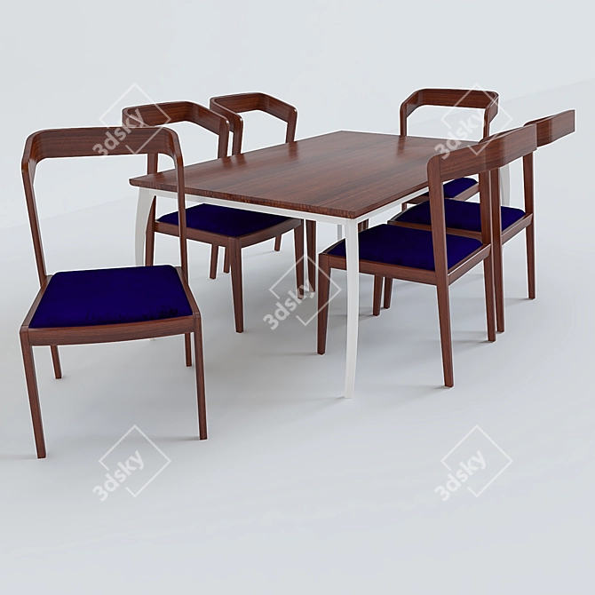 Elegant Mahtab Dining Set 3D model image 1