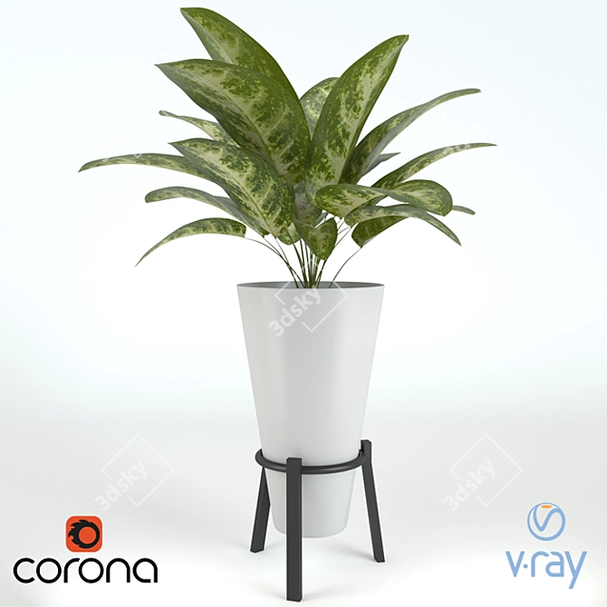 Natural Greenery: Plant & Pot 3D model image 1