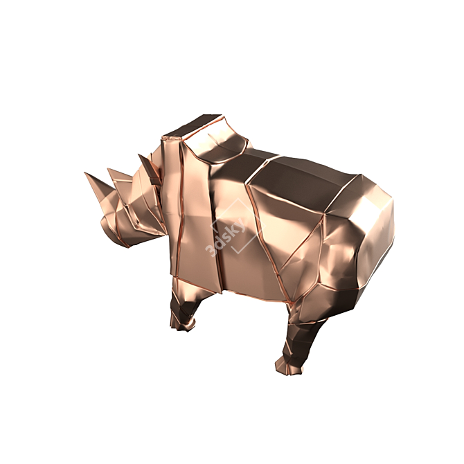 Copper Rhino Sculpture 3D model image 2