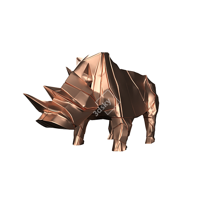 Copper Rhino Sculpture 3D model image 3