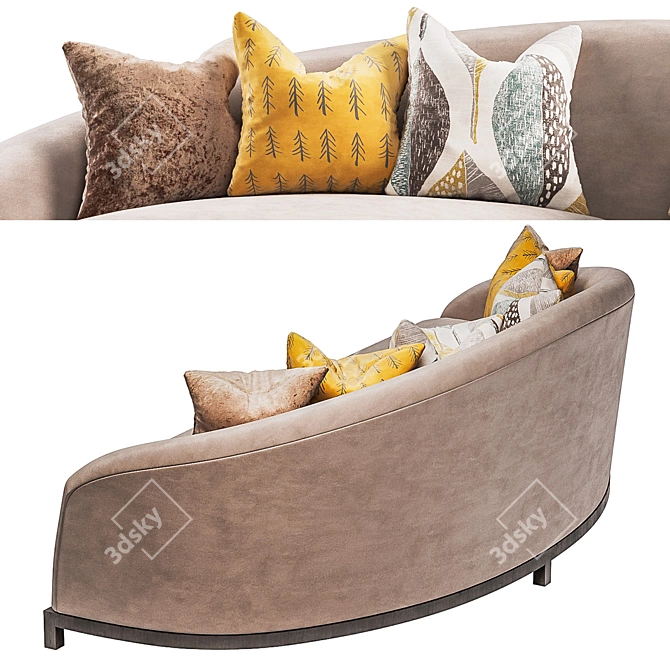 Elegant Curved London Sofa 3D model image 2