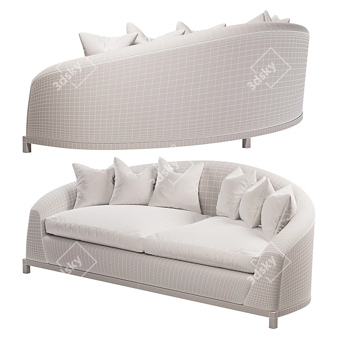 Elegant Curved London Sofa 3D model image 3