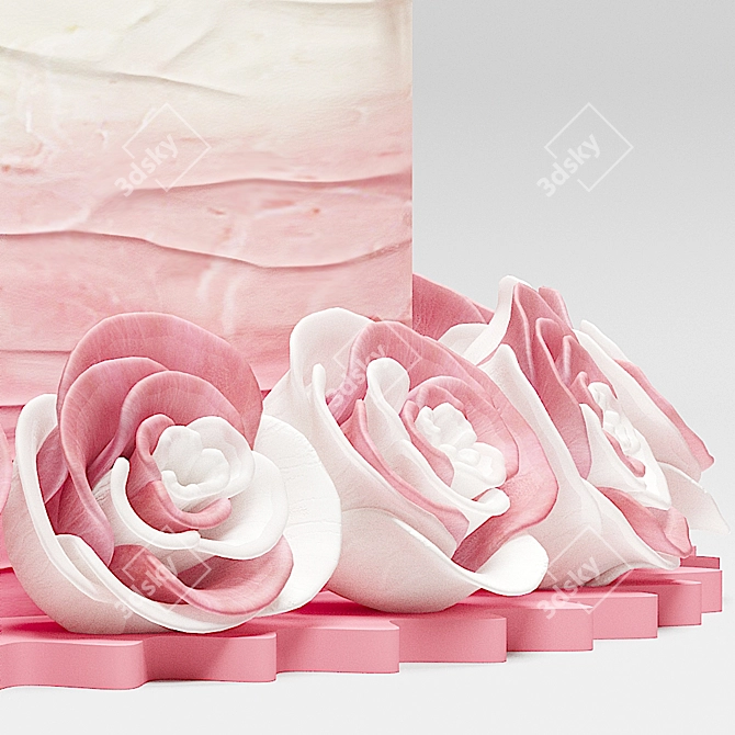 Elegant Wedding Cake Masterpiece 3D model image 3