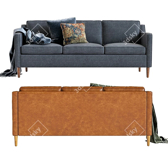 West Elm Hamilton Leather Sofa 3D model image 2