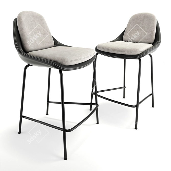 Sleek Black Trento Bar Chair 3D model image 1