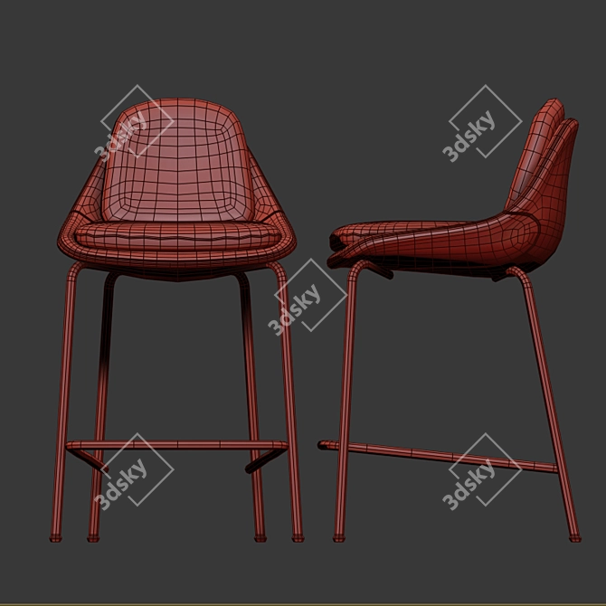 Sleek Black Trento Bar Chair 3D model image 3