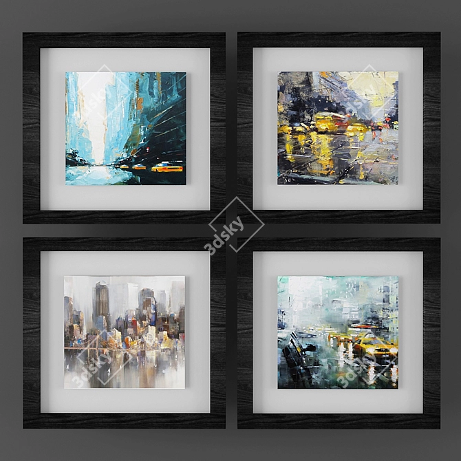 Modern Art Picture Set 3D model image 1