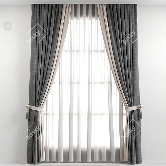 Title: Elegant Drapery Panel 3D model image 1