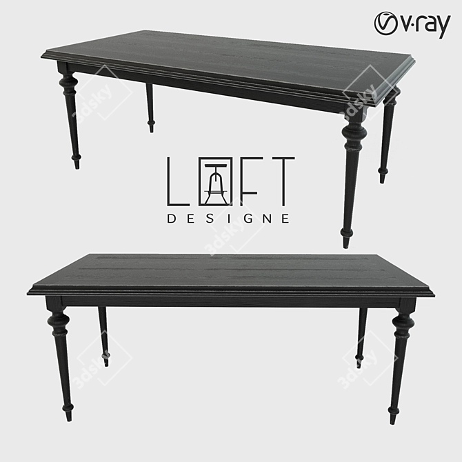 LoftDesigne 10786 Wooden Table - Stylish and Durable 3D model image 1