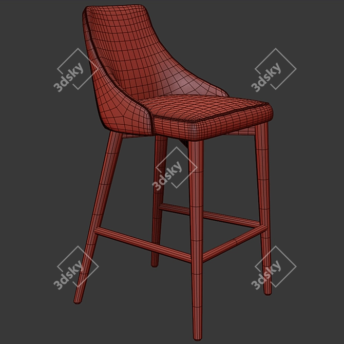 Bohr Slim Wingback Counter Stool 3D model image 3