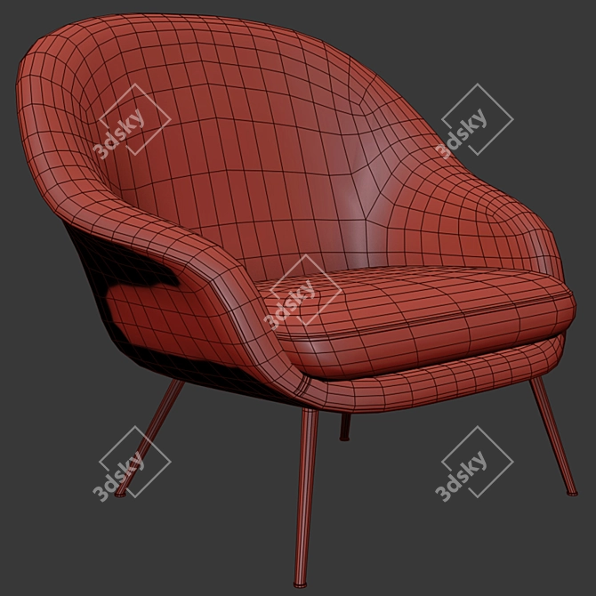 Elegant Bat Lounge Chair: Low Back Comfort 3D model image 2