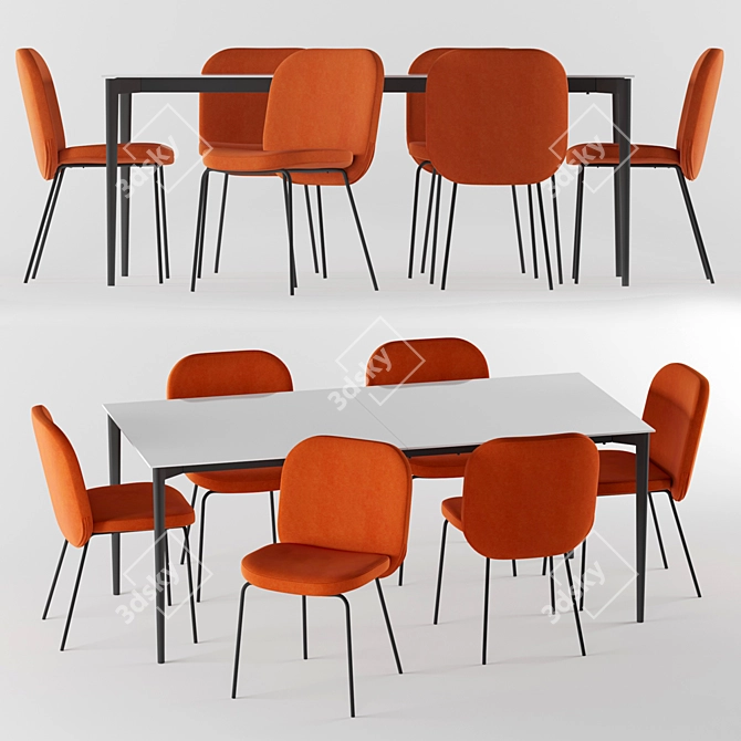 Elegant Safia Chair and Tandil Dining Table Set 3D model image 1