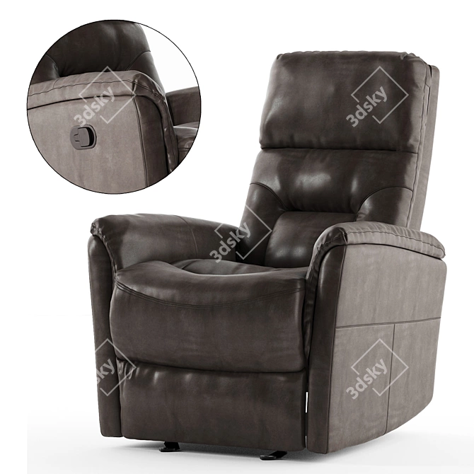 Luxurious Dark Brown Leather Recliner 3D model image 2