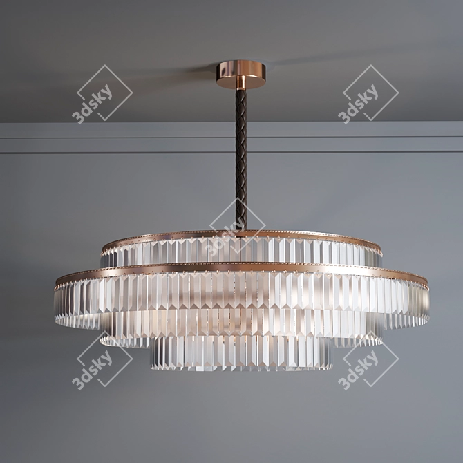 Elegant Glass and Metal Pendant 3D model image 1