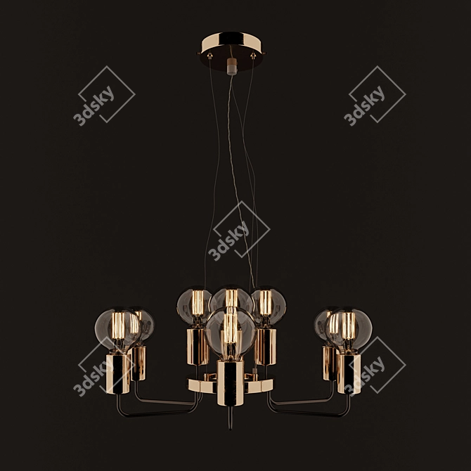 Gelo Hanging Chandelier: Elegant Gold & Black 3D model image 1