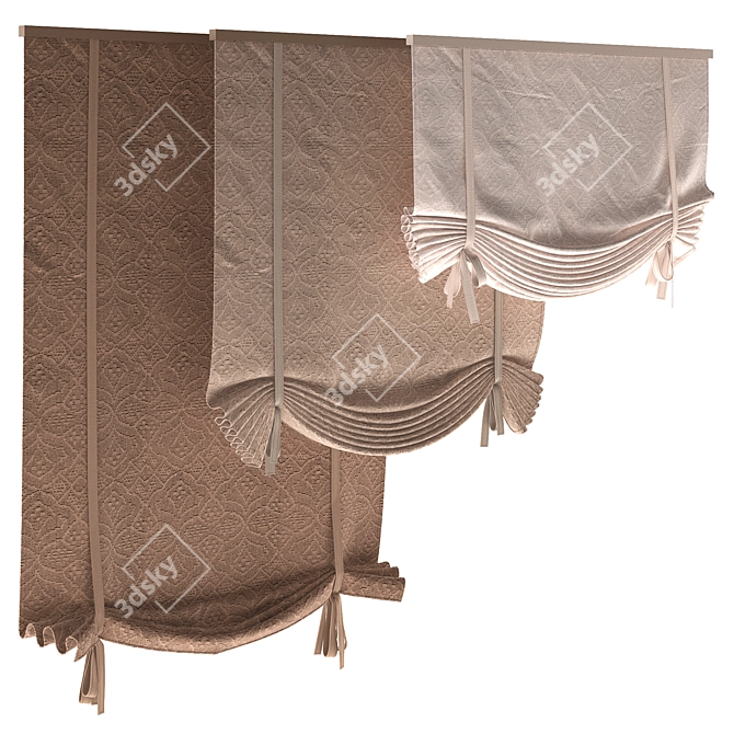 Elegant Roman Blinds - Modern Detail 3D model image 1