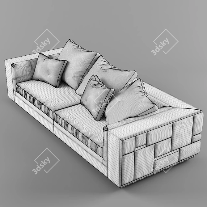 Luxurious Babylon Leather Sectional Sofa 3D model image 3