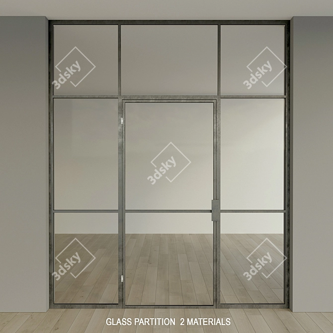 Modern Glass Partition with Swing Door 3D model image 1