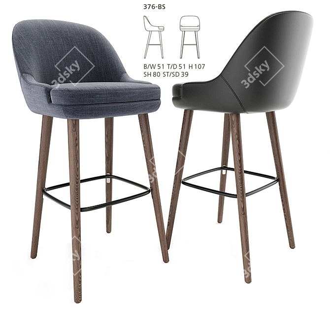 375 Walter Knoll Barstool: Sleek & Stylish Seating Solution 3D model image 1