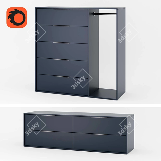 Nordmela Dresser with Hanging Rail 3D model image 1