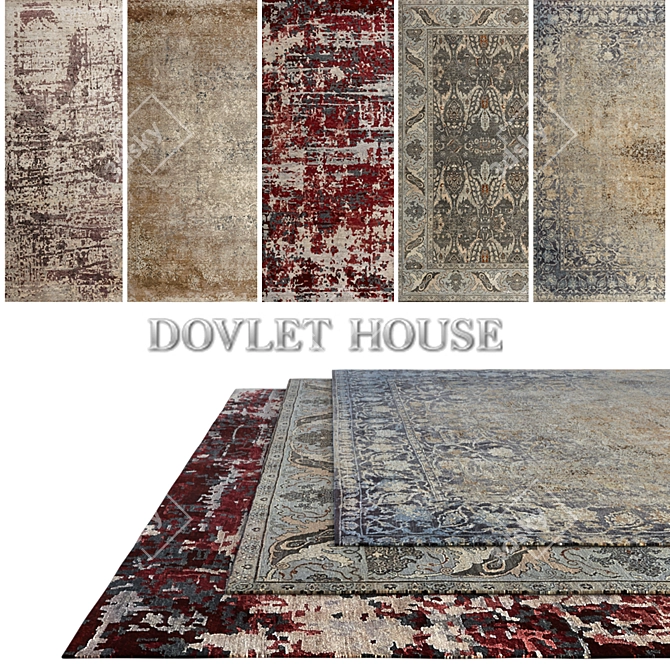 Luxurious Carpets Set by DOVLET HOUSE (5 pc) 3D model image 1