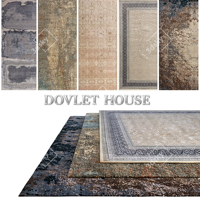 DOVLET HOUSE 5-Piece Carpets Set 3D model image 1