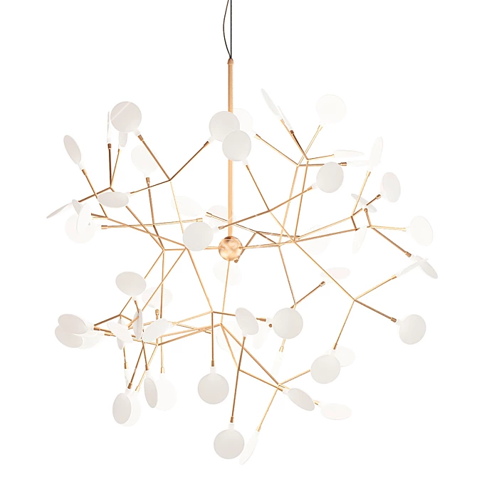 Elegant Gold Heracleum Chandelier 3D model image 1