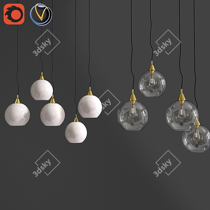 Brass Firefly Pendant Light: 5 Bulb Illumination 3D model image 1