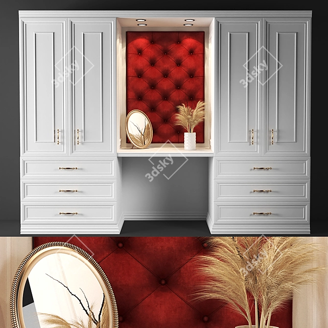 Ruby Red Wardrobe: Stylish Storage Solution 3D model image 1