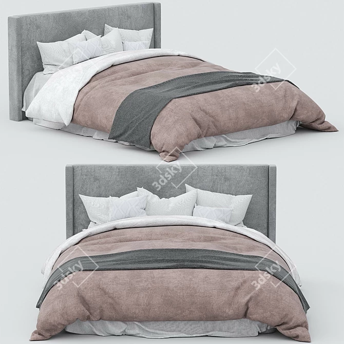 Title: Cozy Espresso Dream Bed 3D model image 1