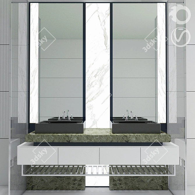 Elegant Bathroom Furniture Set 3D model image 1