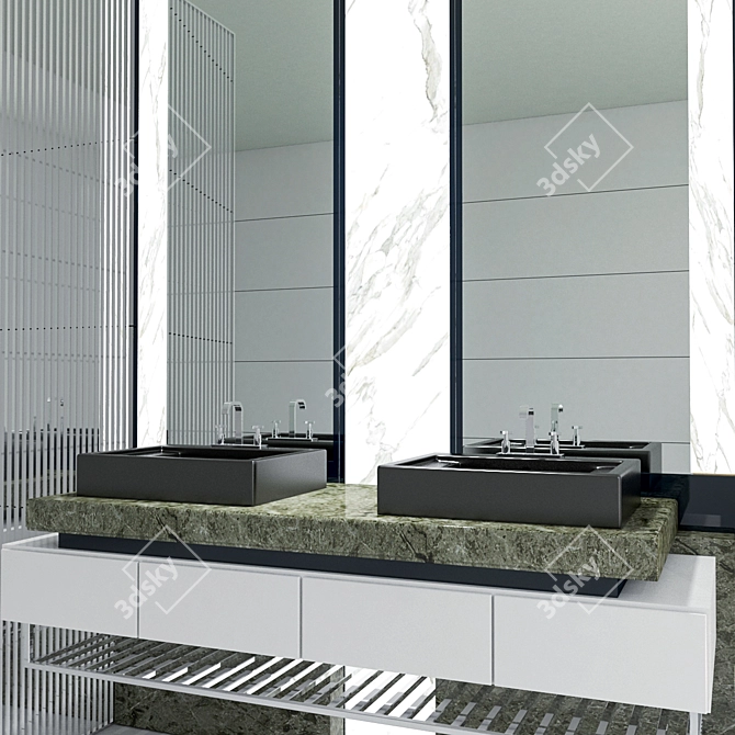 Elegant Bathroom Furniture Set 3D model image 2