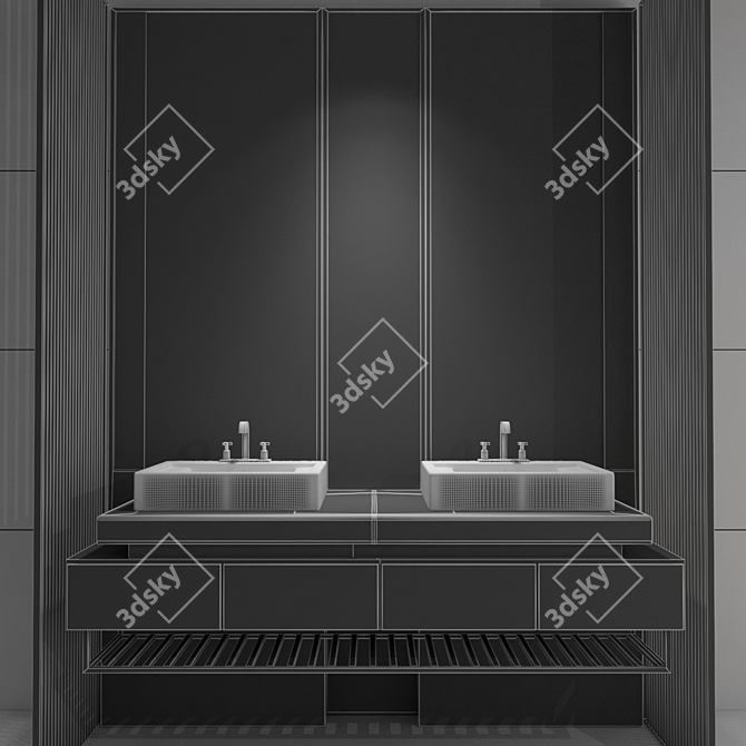 Elegant Bathroom Furniture Set 3D model image 3