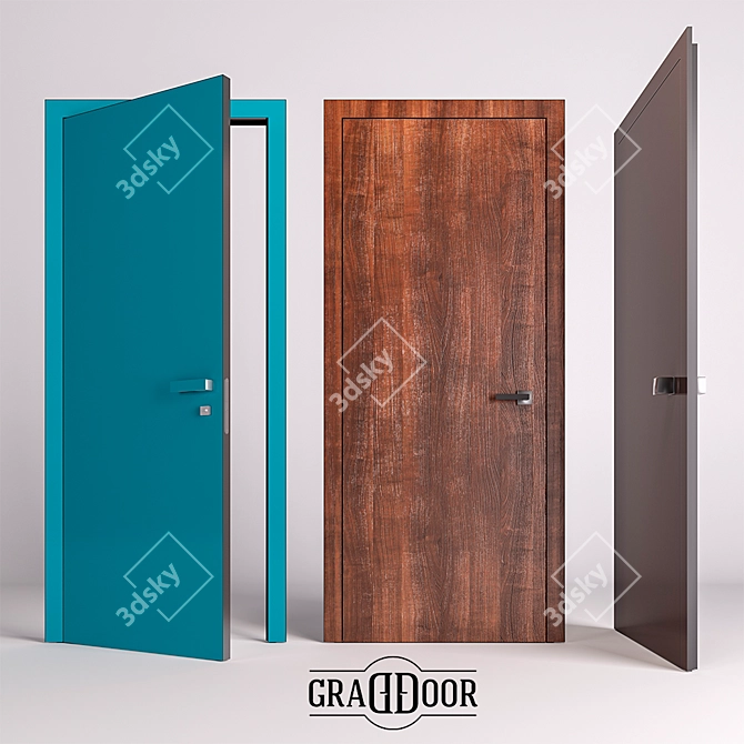 Sleek and Stylish Aluminum Interior Door 3D model image 1