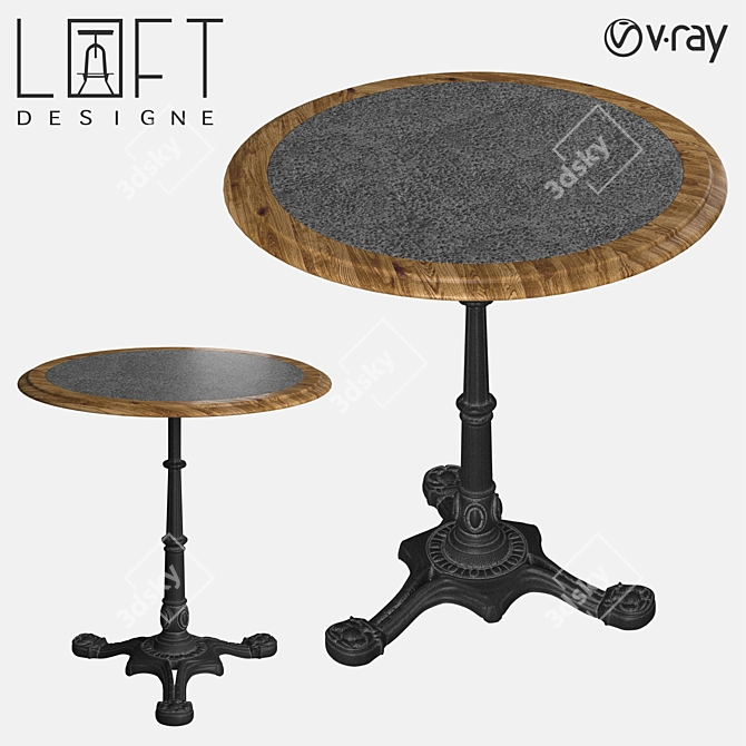 LoftDesigne 6840: Stylish Wood and Metal Table 3D model image 1