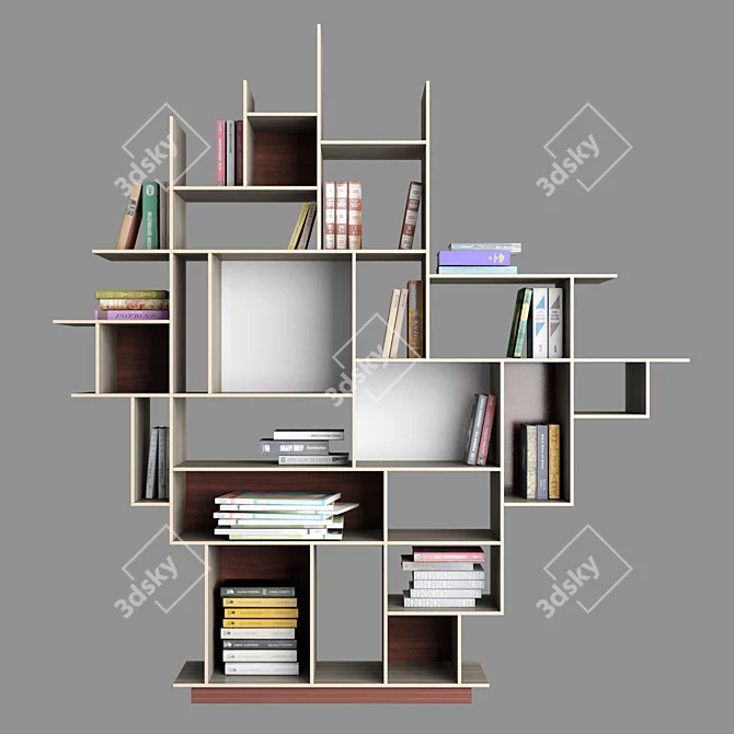 Italian Plywood Bookcase 3D model image 1