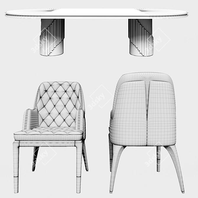 Elegant Charla Dining Set 3D model image 3