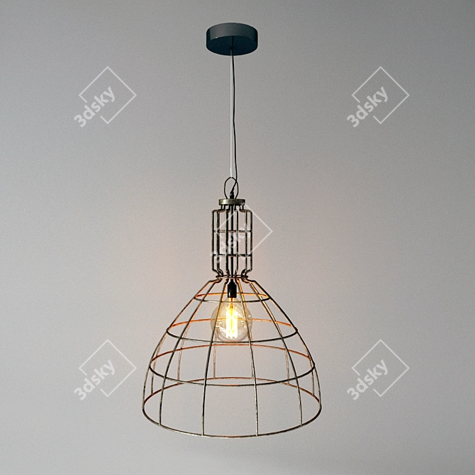 Rustic Noir Pendant Lamp 3D model image 2