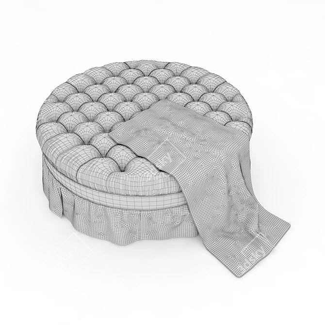 Elegant Round and Tufted Ottoman 3D model image 3