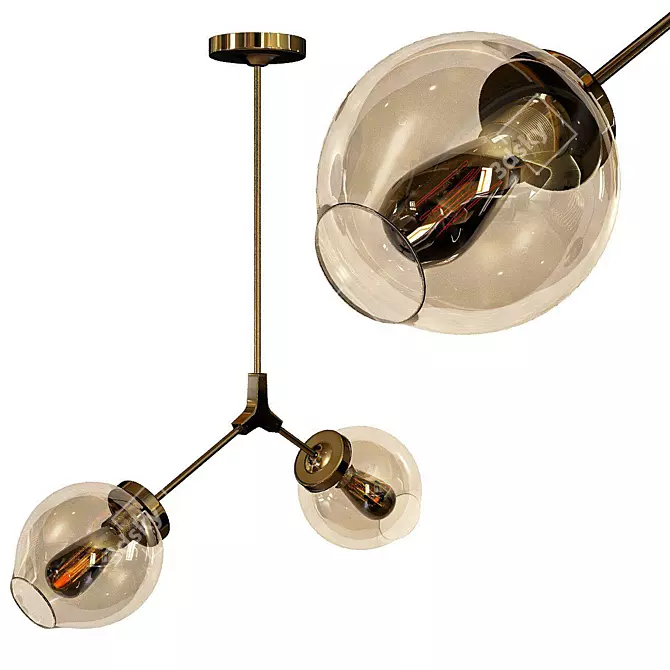 Elegant Amber Bubble Chandelier 3D model image 1