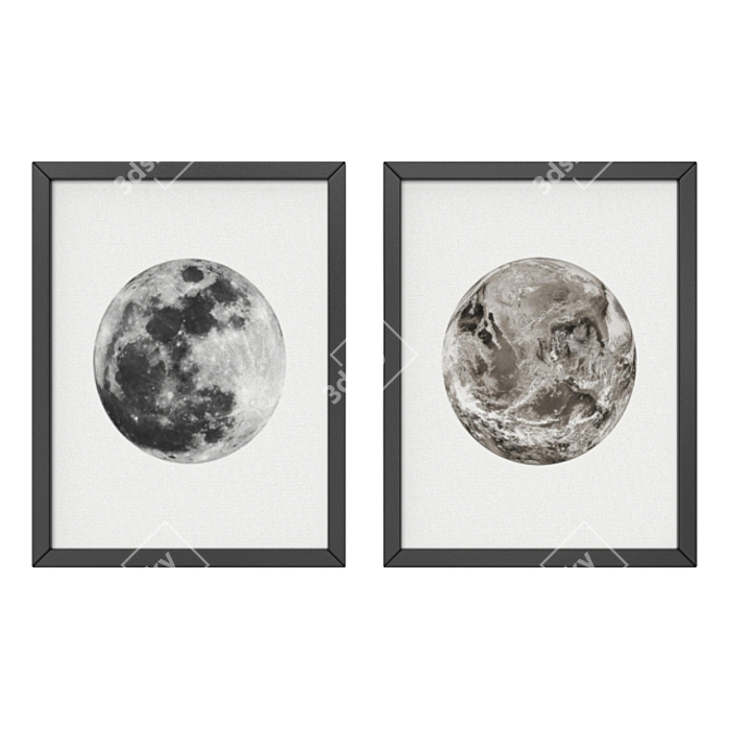  Celestial Art: Earth and Moon 3D model image 1