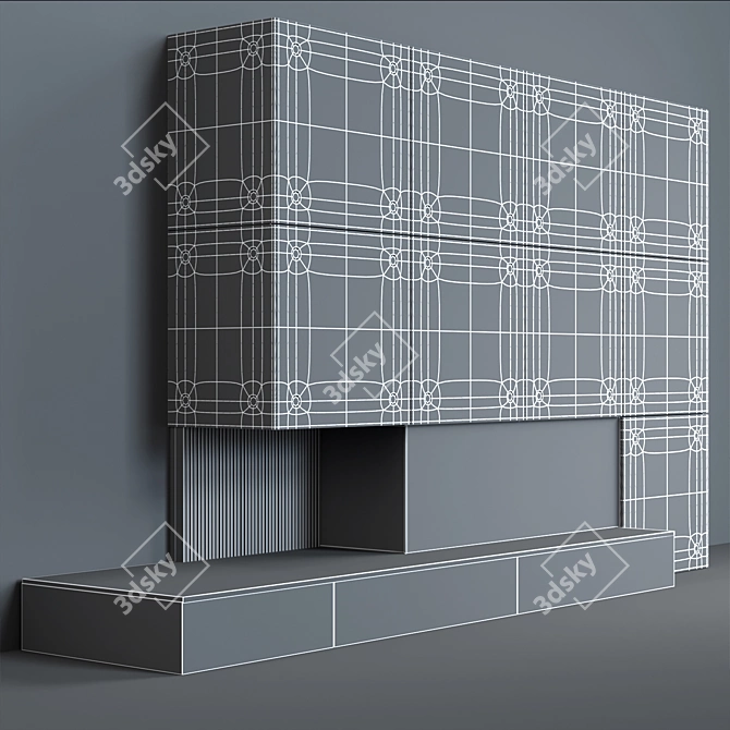 Sleek Concrete Panel Fireplace 3D model image 3